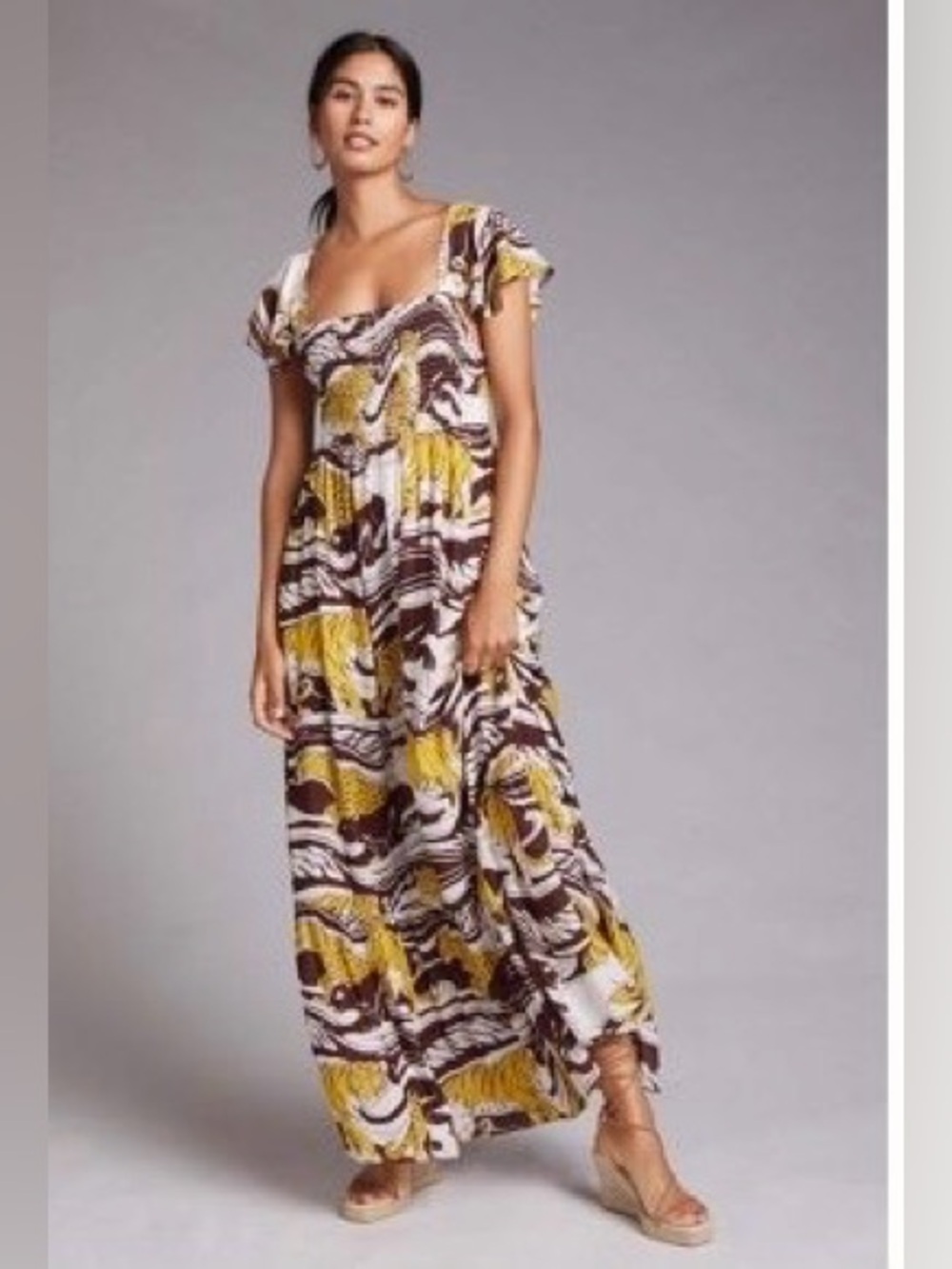 Anthropologie Panther Ruffled Maxi Dress XSP